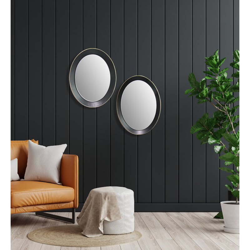 Elegant Oval Antique Metal Wall Mirror 20.5" x 15"
