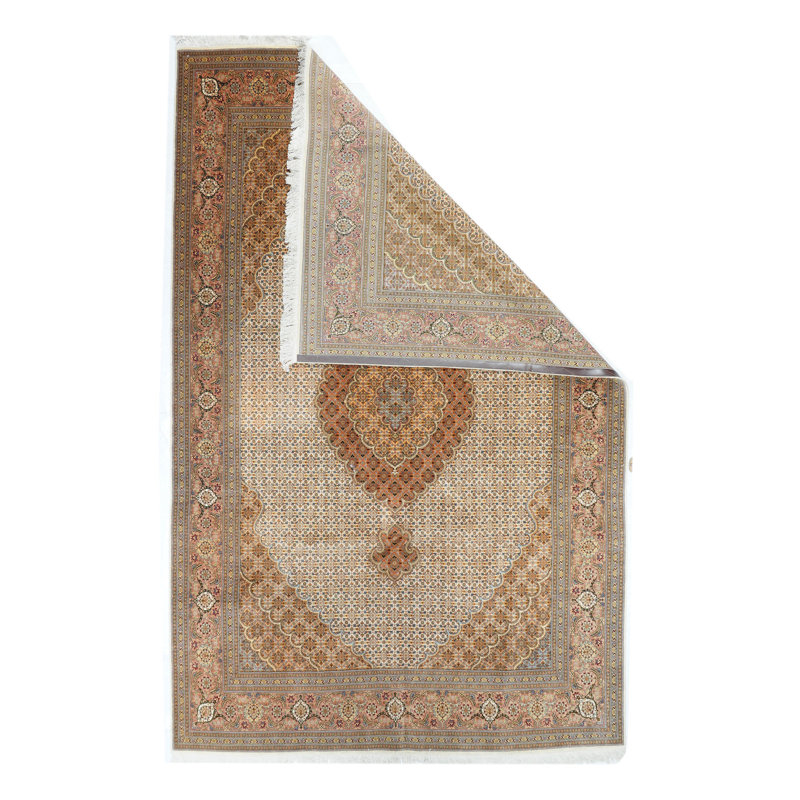 Handmade Ivory Floral Wool and Cotton Rectangular Area Rug