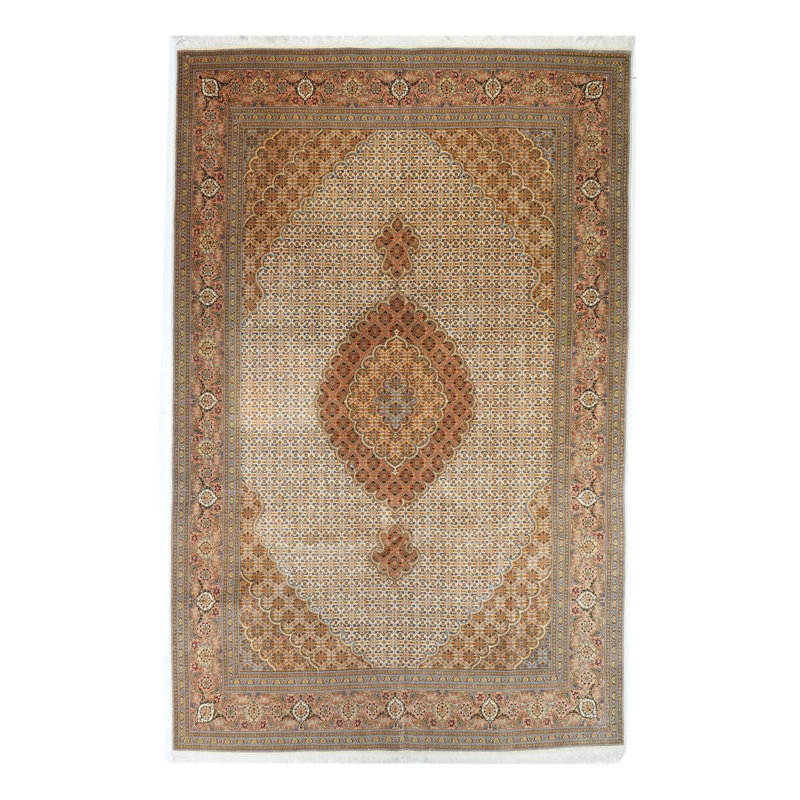 Handmade Ivory Floral Wool and Cotton Rectangular Area Rug