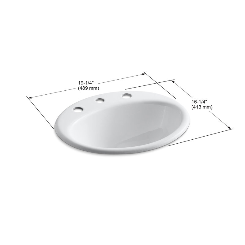 Farmington White Cast Iron Oval Drop-In Bathroom Sink