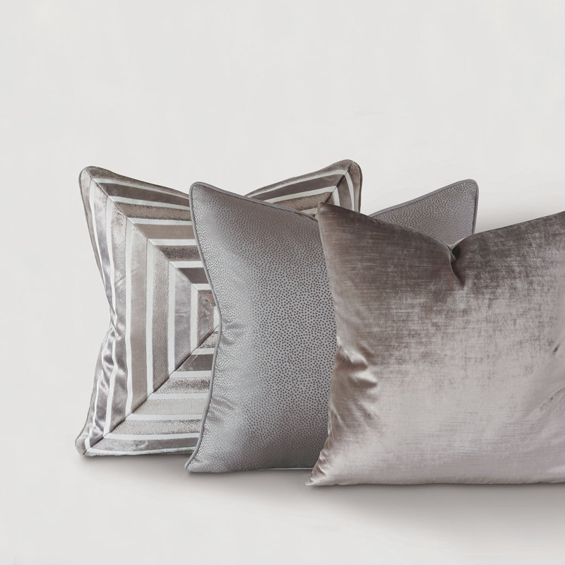 Silvio Embroidered Square Decorative Pillow with Satin Back