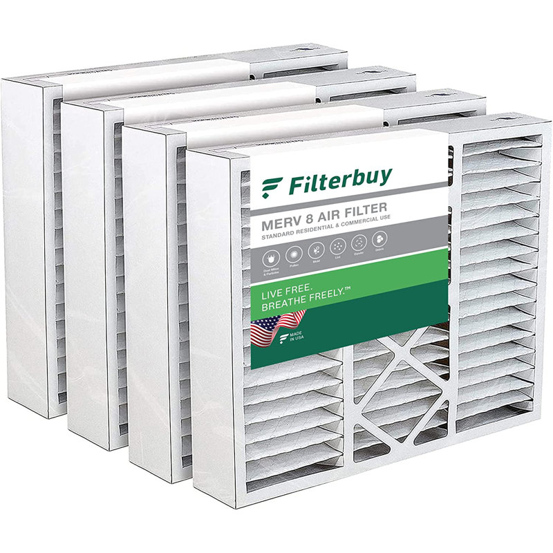 Filterbuy 20x25x5 MERV 8 Pleated HVAC Furnace Air Filters, 4-Pack