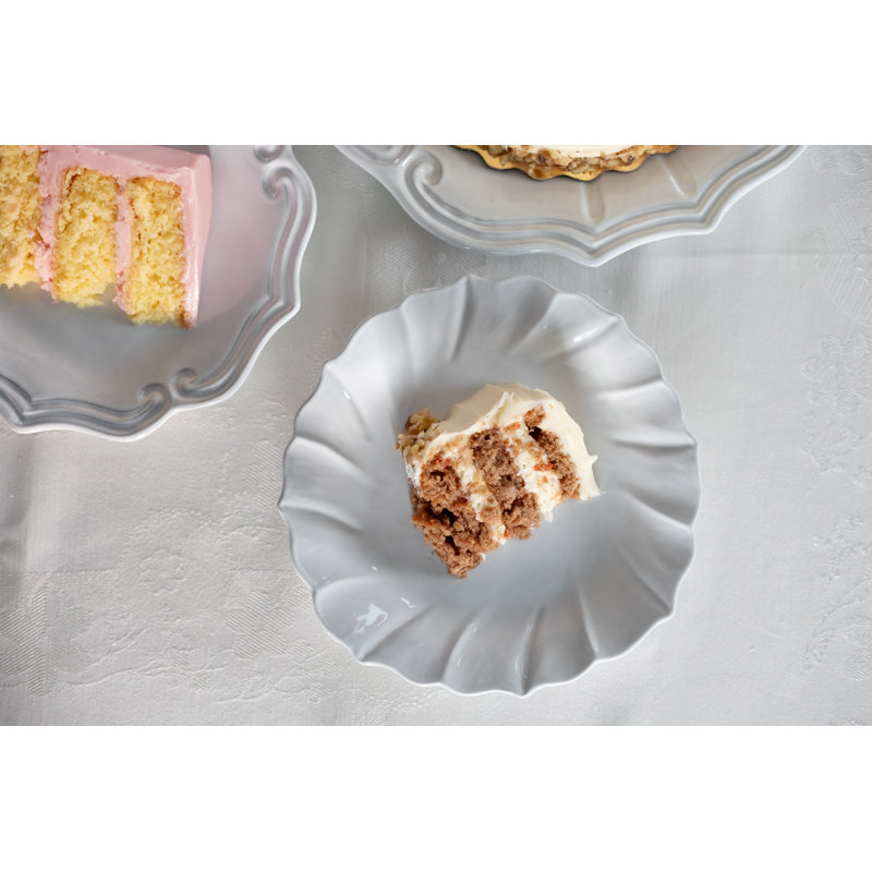 White Handcrafted Ceramic Ruffle Salad Plate