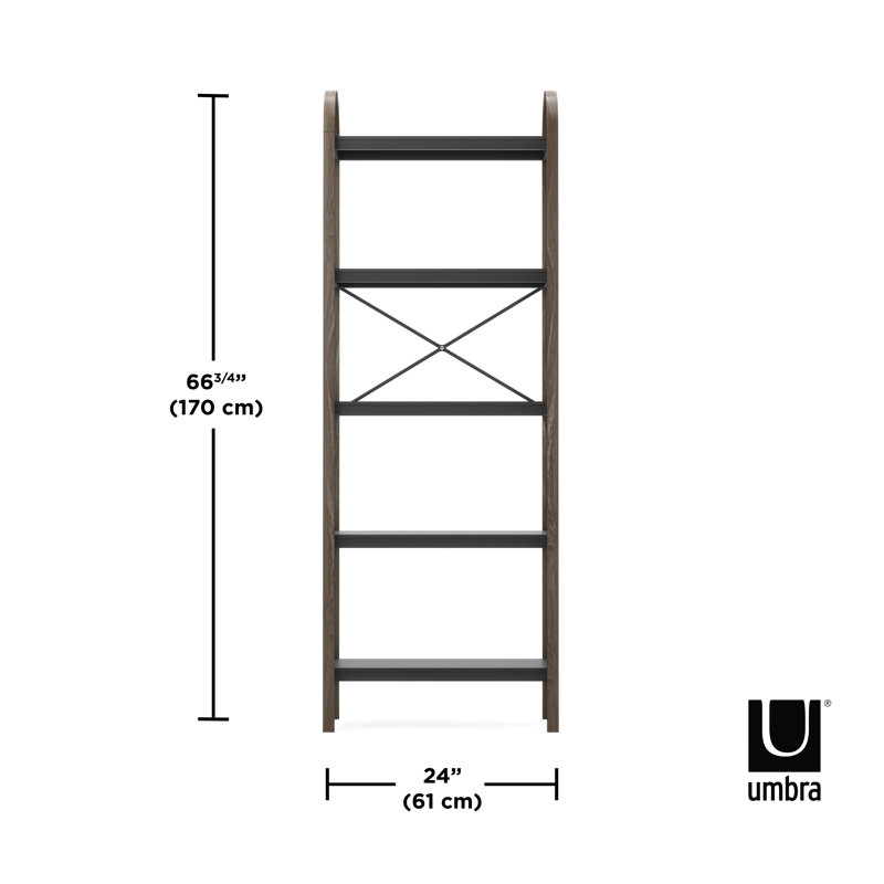 Bellwood Dark Brown Wood 5-Tier Over-the-Toilet Bookshelf