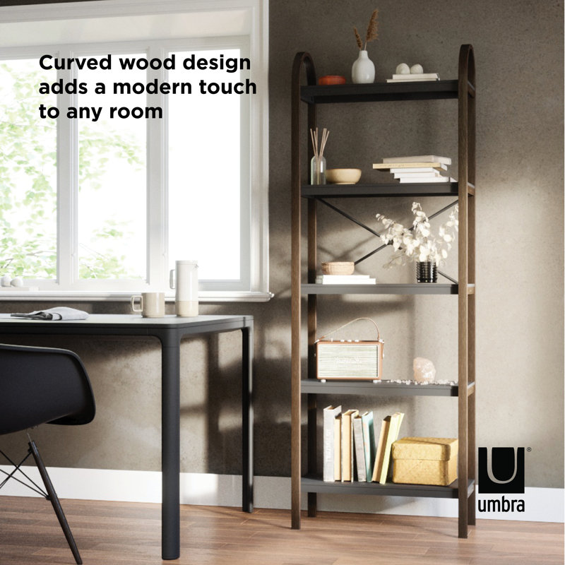 Bellwood Dark Brown Wood 5-Tier Over-the-Toilet Bookshelf