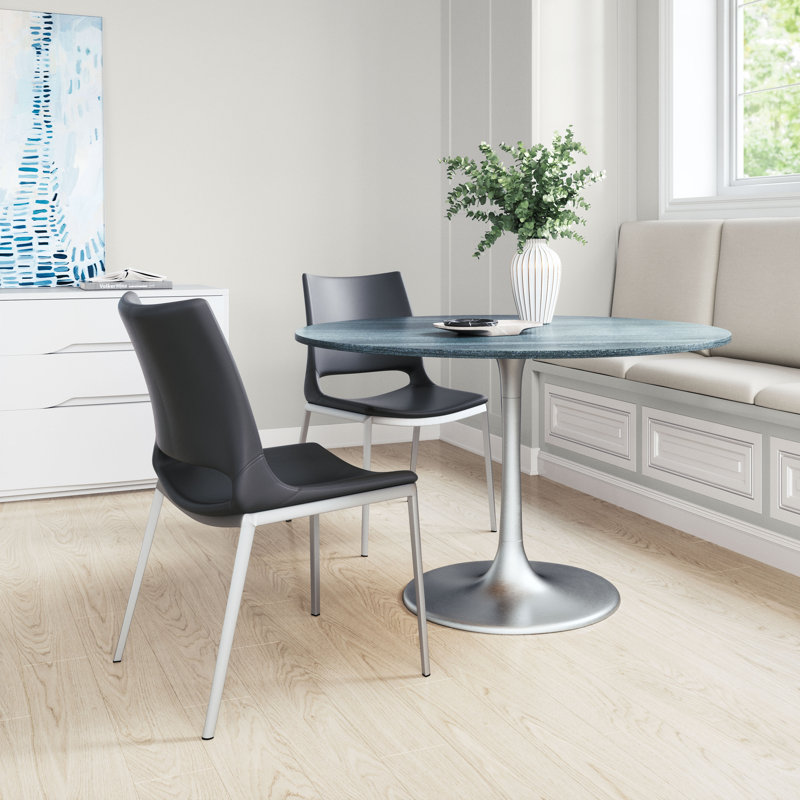 High Black Metal Retro Dining Side Chair Set