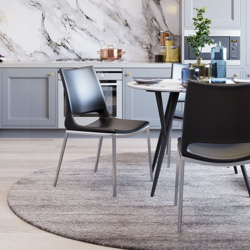 High Black Metal Retro Dining Side Chair Set