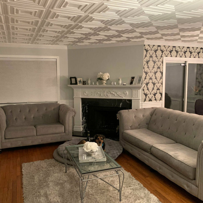 Plain White Polystyrene Coffered Ceiling Tile Set