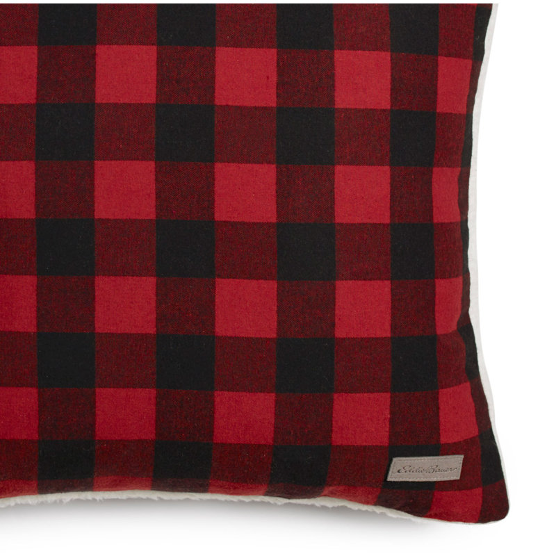 Red Plaid Cotton Sherpa Reversible Throw Blanket and Pillow Set