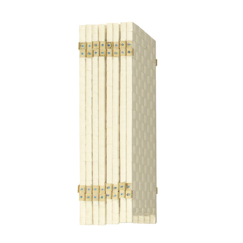 2 Ft. Tall Cream Woven Fiber Folding Screen - 8 Panel