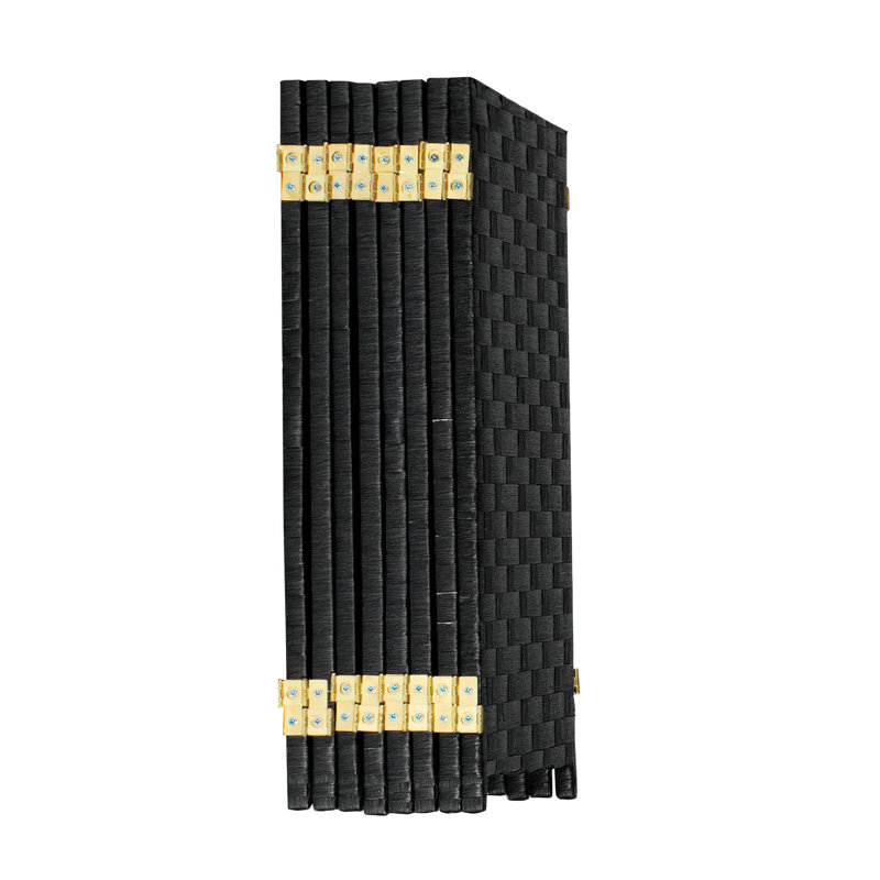 2 Ft Black Woven Fiber 8 Panel Folding Screen