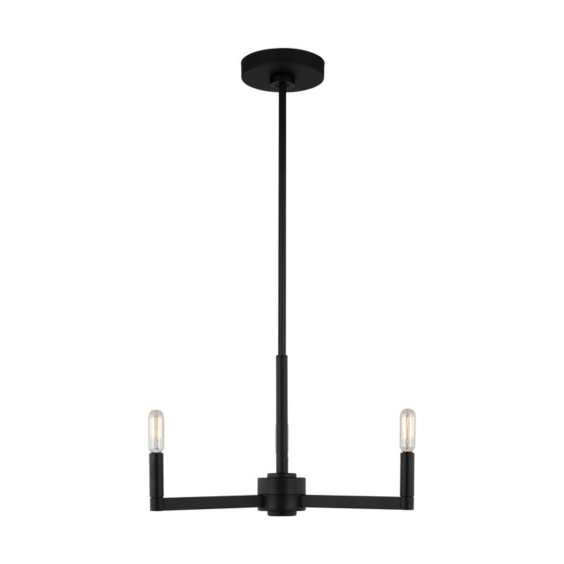 Midnight Black 3-Light Steel Candle Chandelier