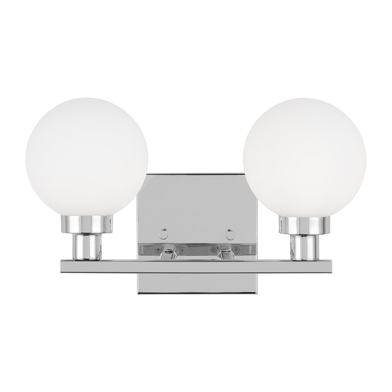 Clybourn Chrome 2-Light Vanity Fixture with Milk Glass Shade