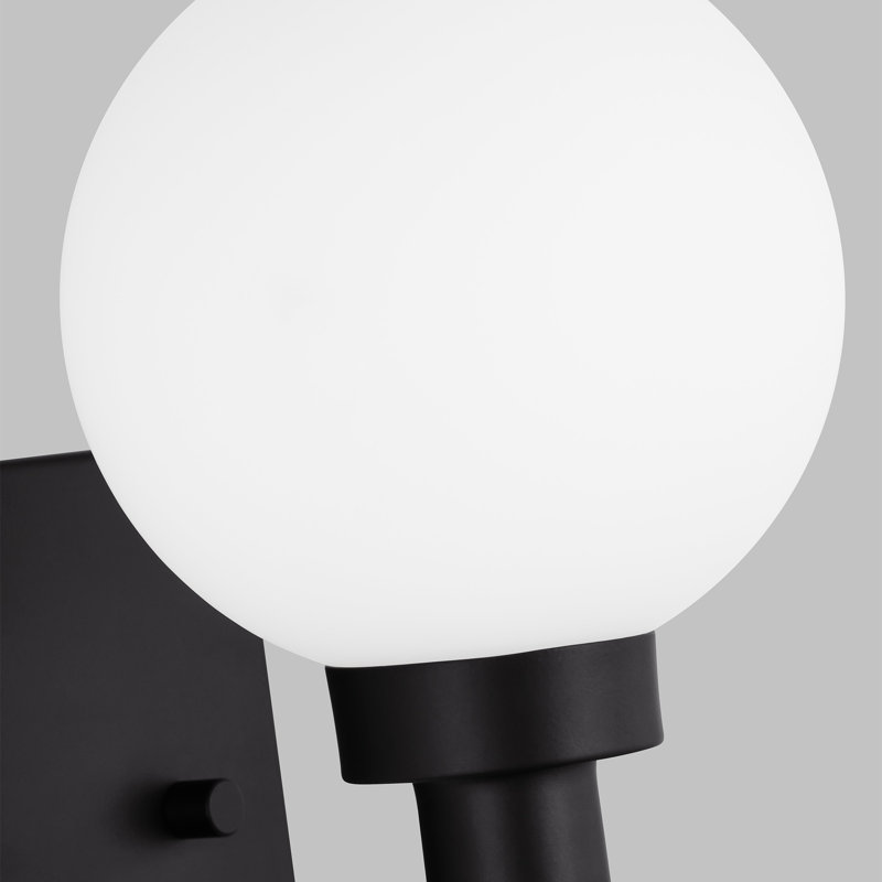 Clybourn Midnight Black Industrial Wall Sconce with Milk Glass