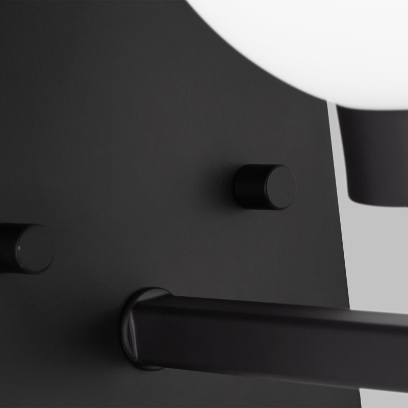 Clybourn Midnight Black Industrial Wall Sconce with Milk Glass