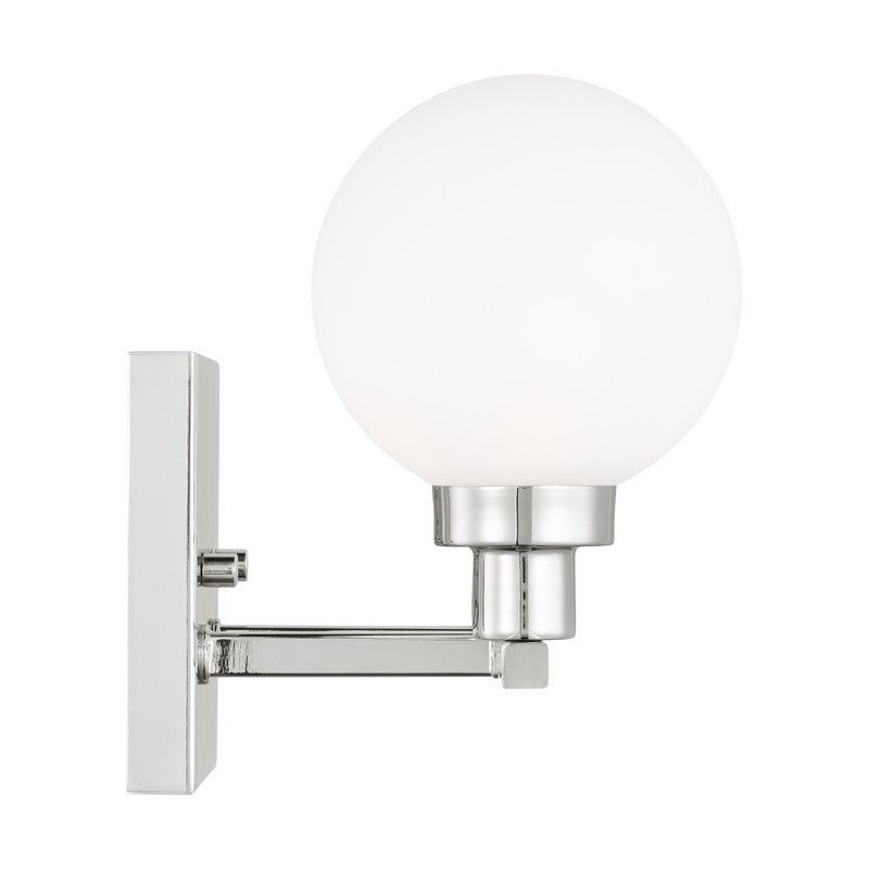 Clybourn Chrome 2-Light Vanity Fixture with Milk Glass Shade