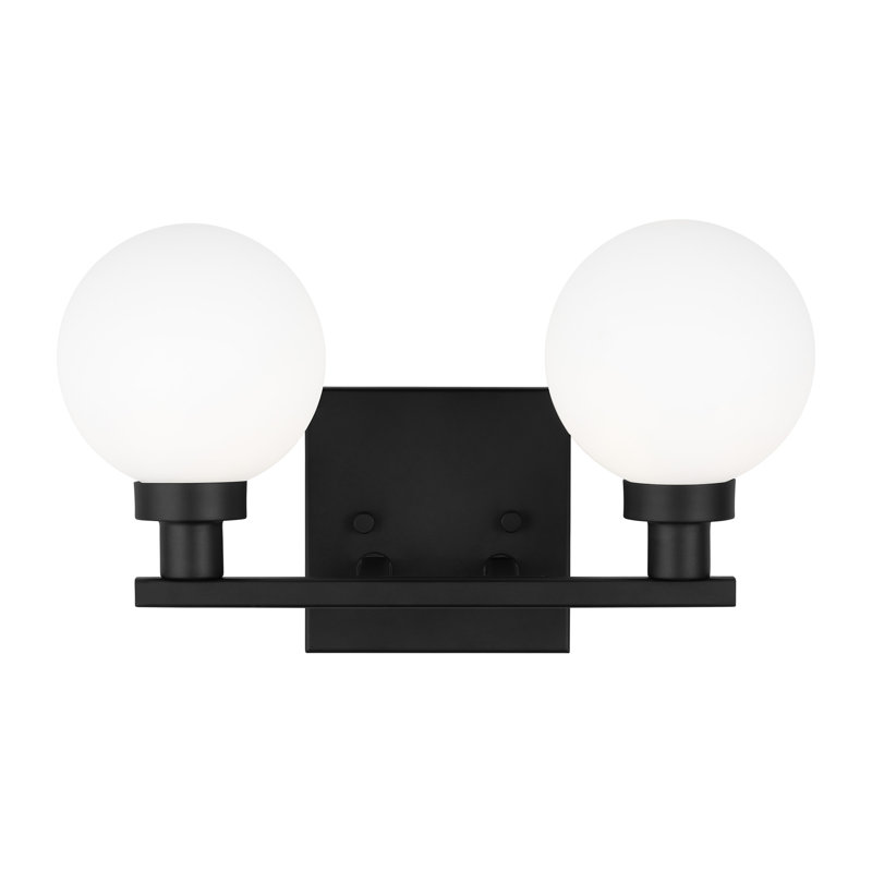 Clybourn Midnight Black 2-Light Vanity with Milk Glass Shade