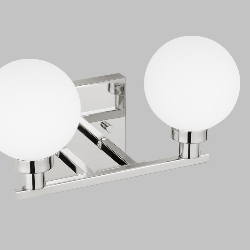 Clybourn Chrome 2-Light Vanity Fixture with Milk Glass Shade