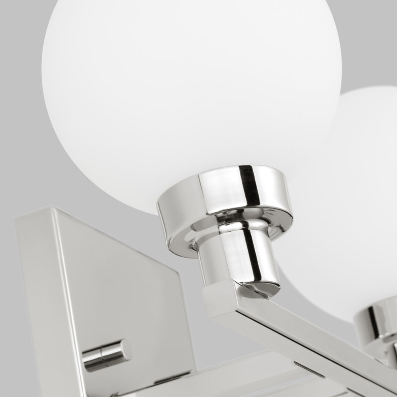 Clybourn Chrome 2-Light Vanity Fixture with Milk Glass Shade