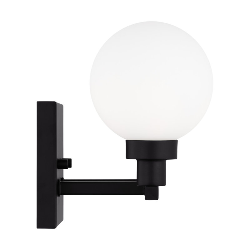 Clybourn Midnight Black 2-Light Vanity with Milk Glass Shade