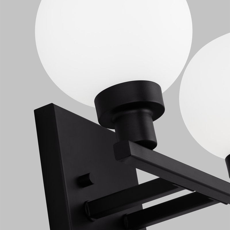 Clybourn Midnight Black 2-Light Vanity with Milk Glass Shade