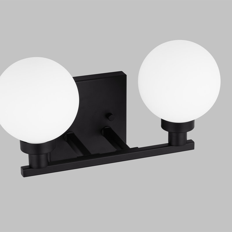 Clybourn Midnight Black 2-Light Vanity with Milk Glass Shade