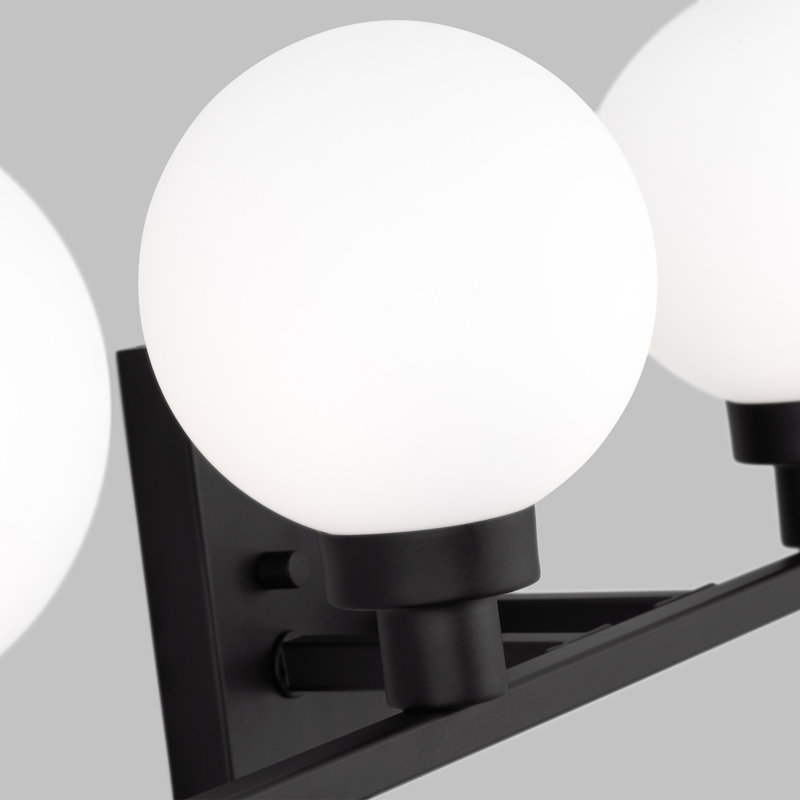 Midnight Black 4-Light Globe Vanity Fixture with Frosted Shades