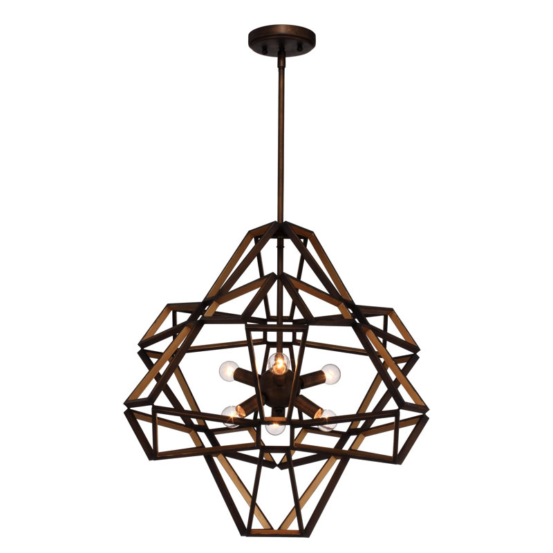 Unity 22.5" Bronze and Crystal Geometric Chandelier