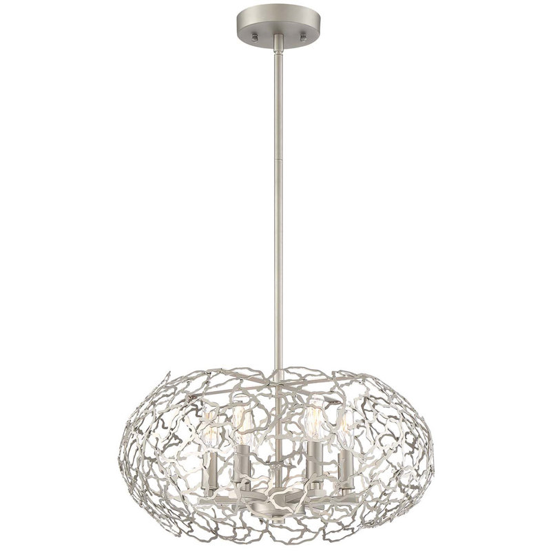 Helios Nickel and Crystal 6-Light Geometric Chandelier
