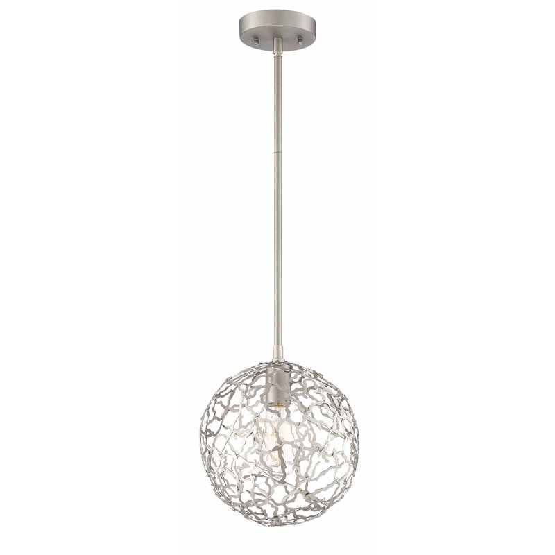 Helios 10" Satin Nickel Globe Pendant with Incandescent Bulb