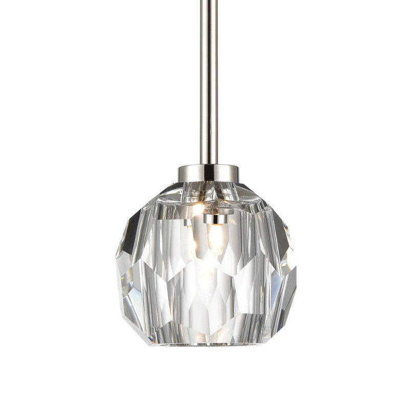 Polished Nickel Mini Crystal LED Pendant Light