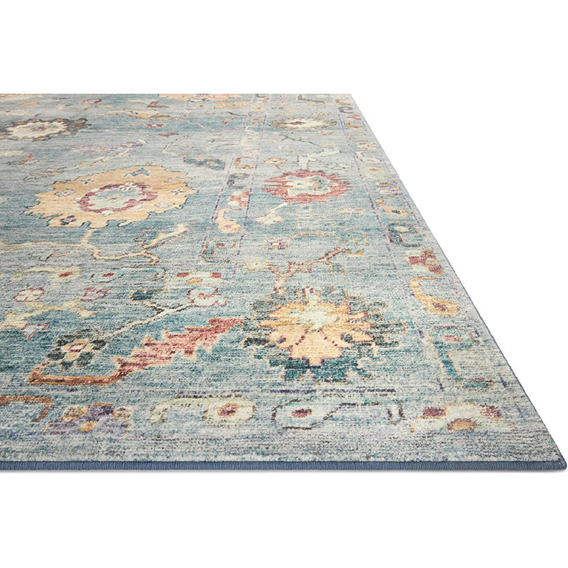 Cloudscape Dream 2'x5' Blue Wool-Blend Indoor Area Rug