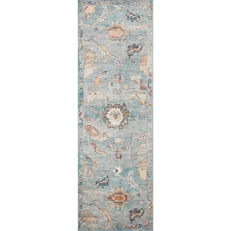 Cloudscape Dream 2'x5' Blue Wool-Blend Indoor Area Rug