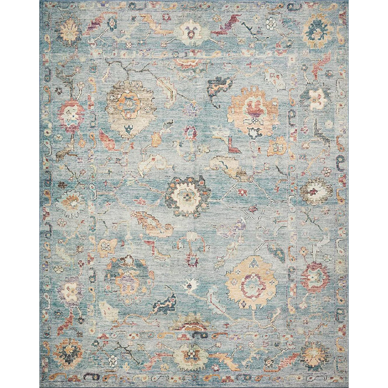 Cloudscape Dream 2'x5' Blue Wool-Blend Indoor Area Rug