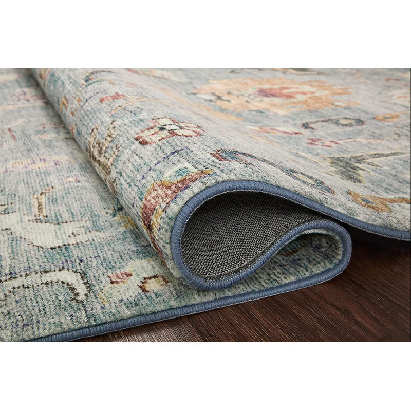 Cloudscape Dream 2'x5' Blue Wool-Blend Indoor Area Rug