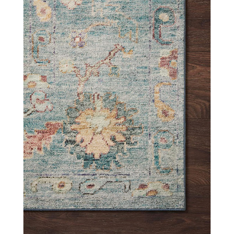 Cloudscape Dream 2'x5' Blue Wool-Blend Indoor Area Rug