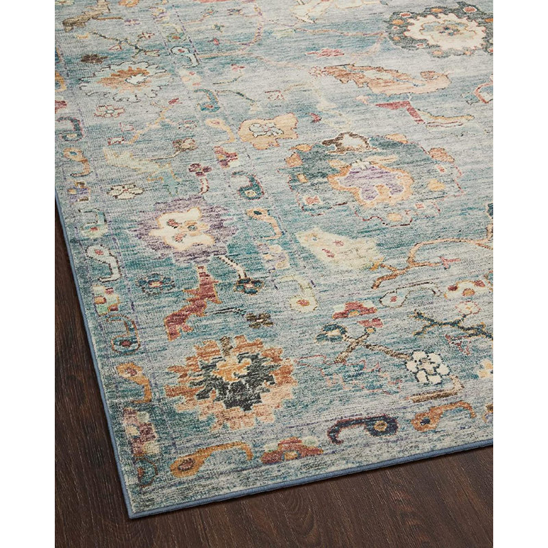 Cloudscape Dream 2'x5' Blue Wool-Blend Indoor Area Rug