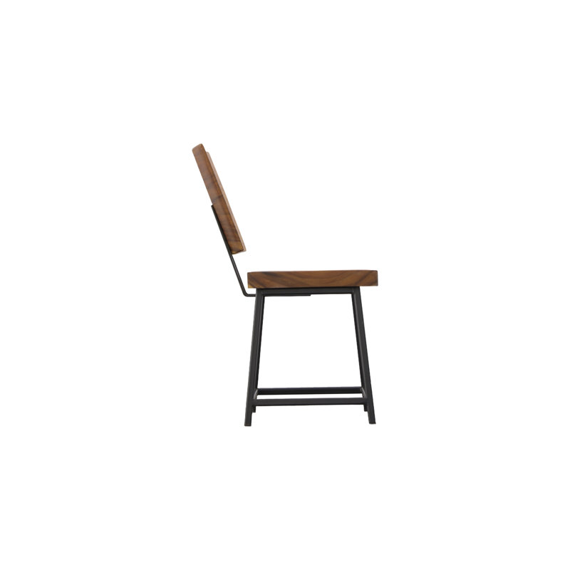 Natural Wood and Black Iron Dining Chair