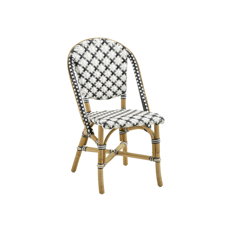 Sofie Natural Rattan Side Chair in Gray, Black, and White