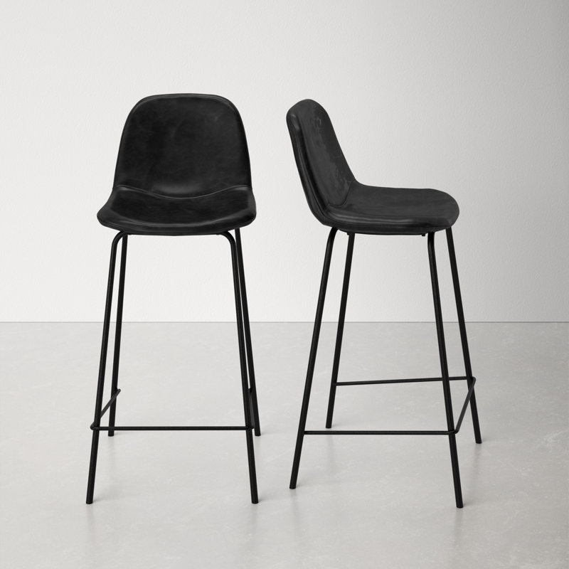 Maxine Vintage Black Metal Frame Vegan Leather Counter Stool