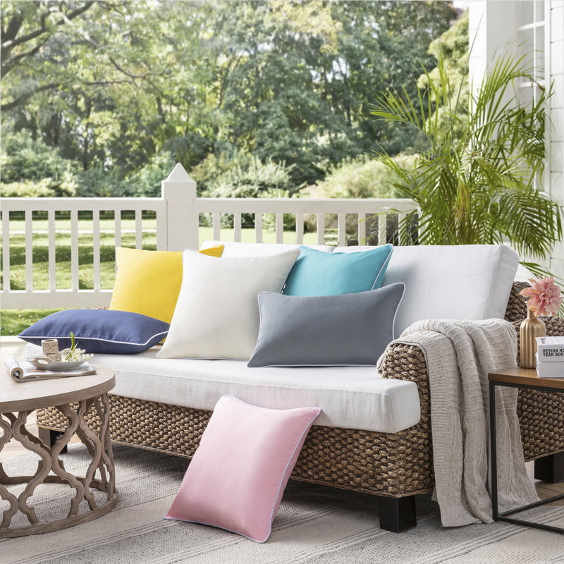 Red and White Rectangular Outdoor Throw Pillow Set