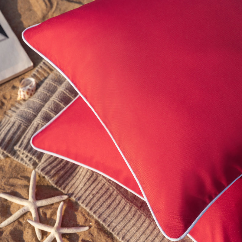 Red and White Rectangular Outdoor Throw Pillow Set