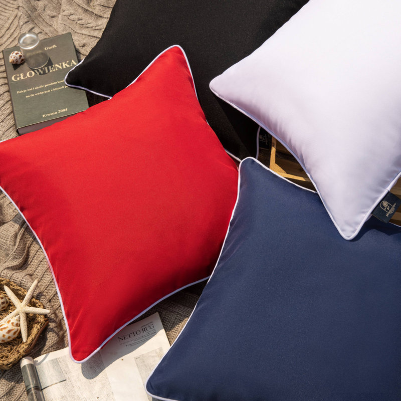 Red and White Rectangular Outdoor Throw Pillow Set