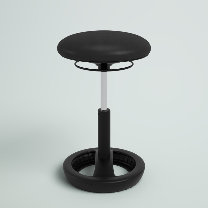 Adjustable Black Vinyl Backless Swivel Stool with Metal Base