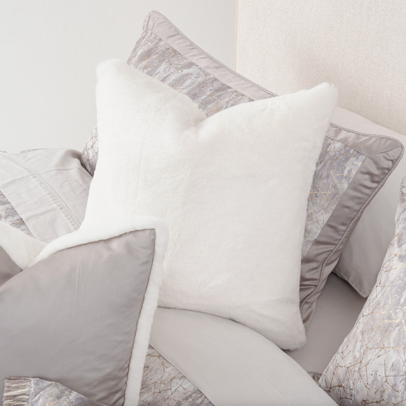 Odessa Queen Comforter Set in Gray Velvet with Metallic Accents