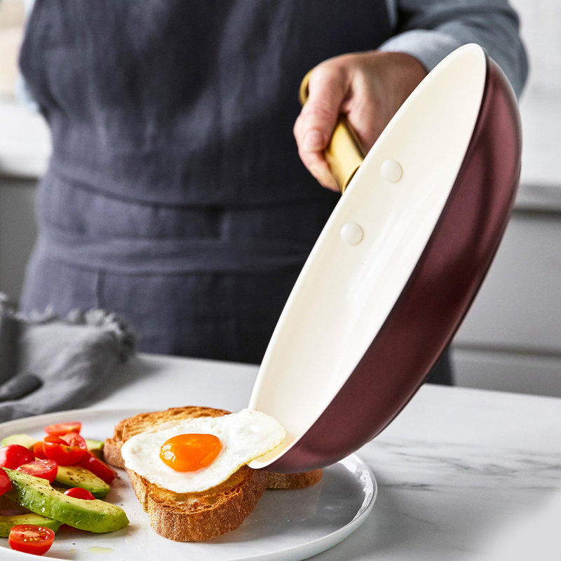 Sky Blue and Gold Ceramic Nonstick Frying Pan Set