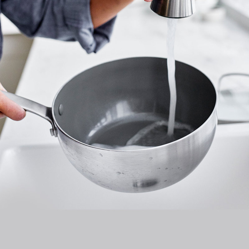2.5-Quart Silver Stainless Steel Ceramic Nonstick Saucepan with Lid