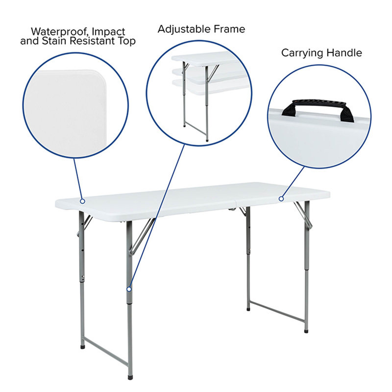 Adjustable Granite White Bi-Fold Portable Craft Table