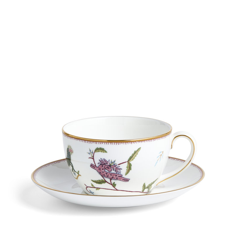 Mythical Creatures White and Gold Fine Bone China Teacup and Saucer Set