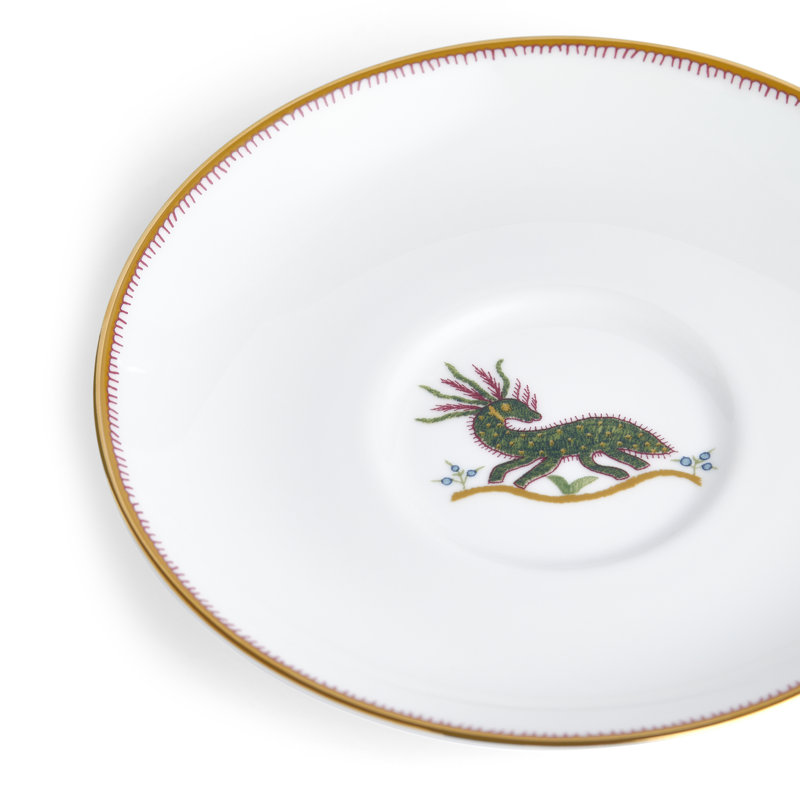 Mythical Creatures White and Gold Fine Bone China Teacup and Saucer Set